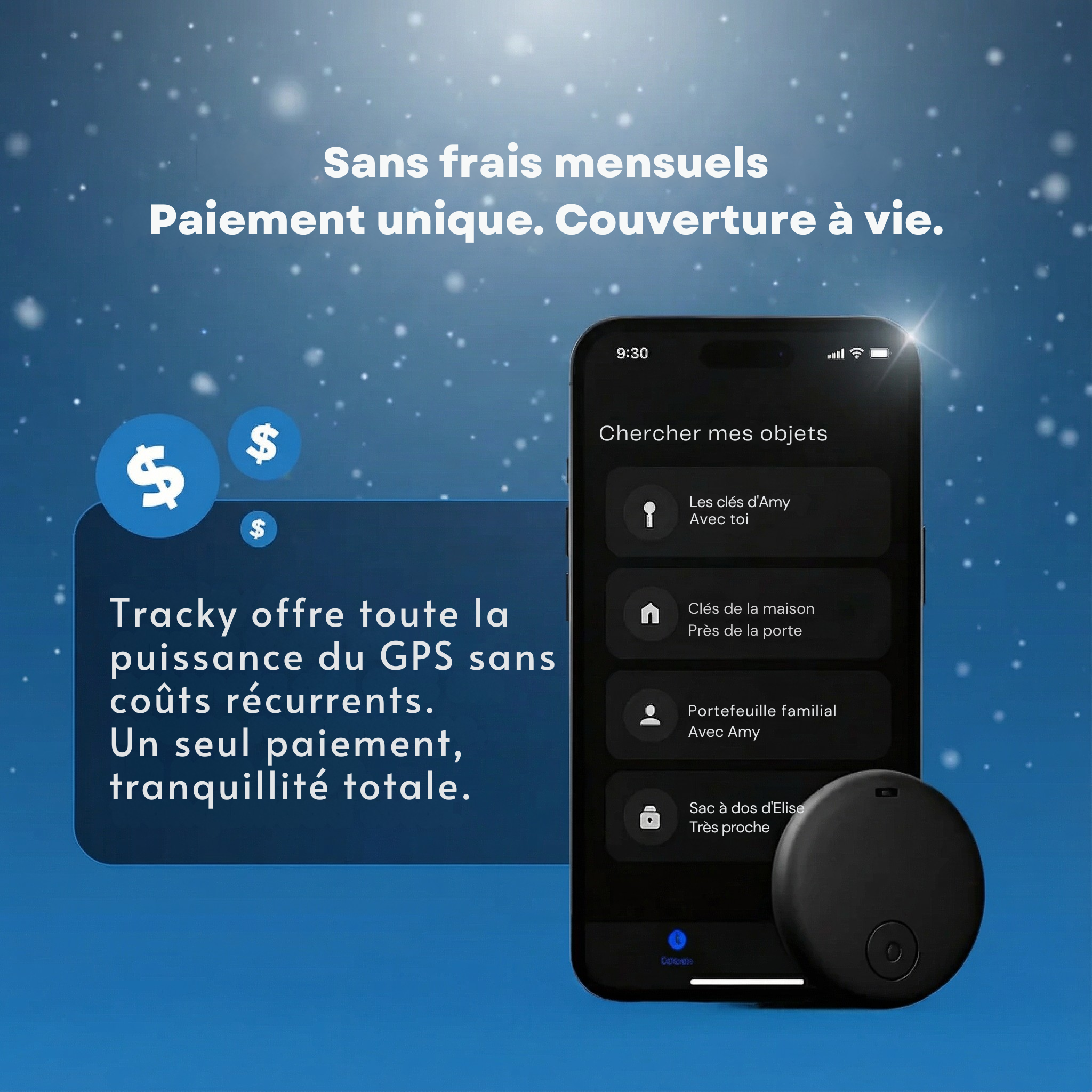 Tracky™ – Pas seulement un localisateur GPS pour voitures. Votre chercheur de tout.